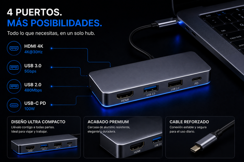 RYZEKO ConnectHub USB-C 4 en 1