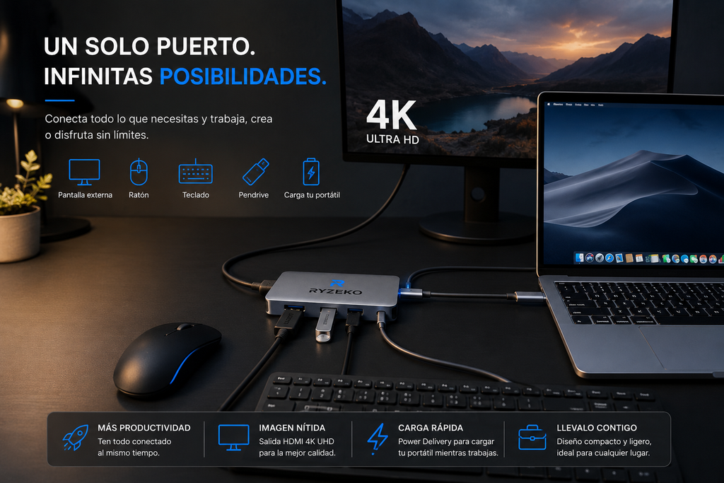RYZEKO ConnectHub USB-C 4 en 1