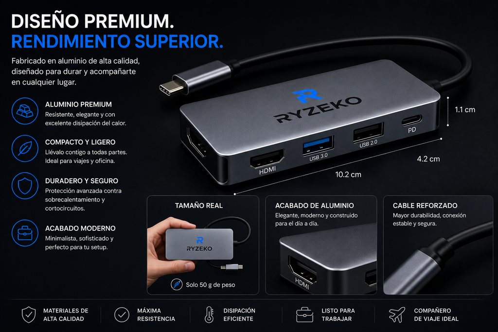 RYZEKO ConnectHub USB-C 4 en 1