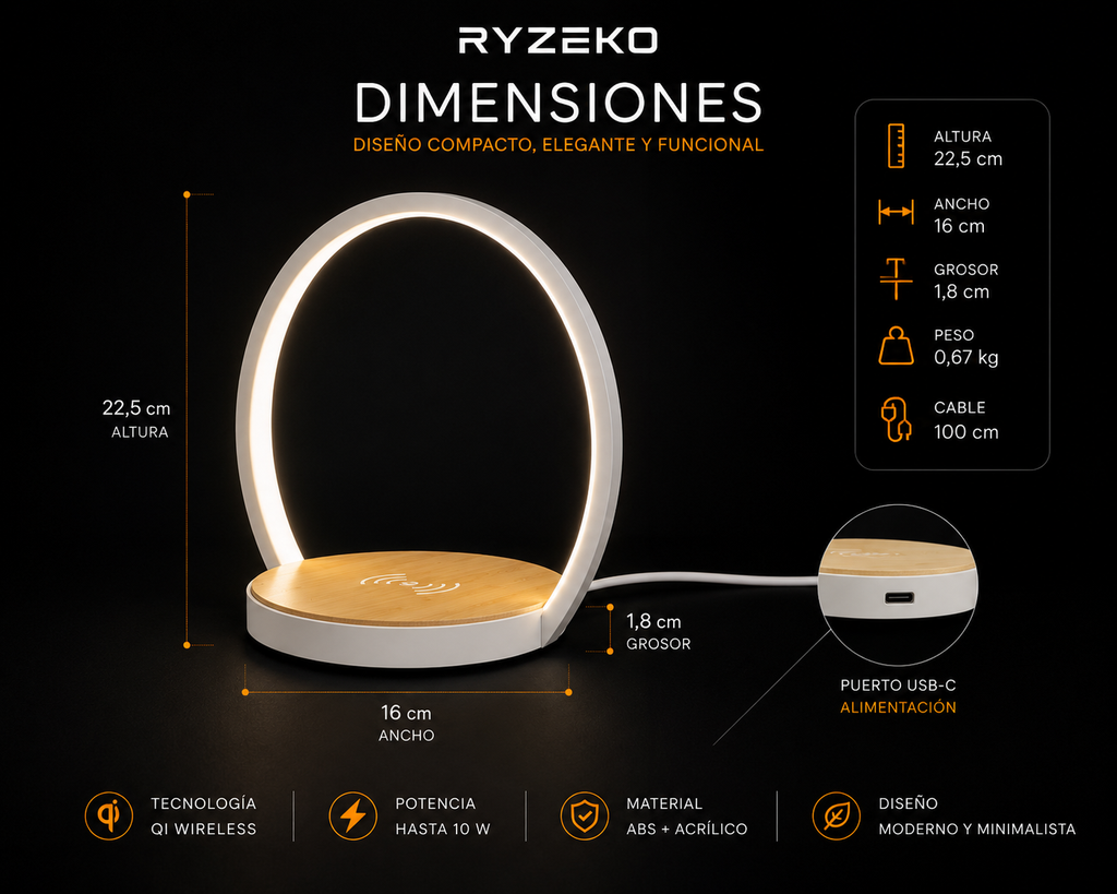 RYZEKO HaloCharge LED