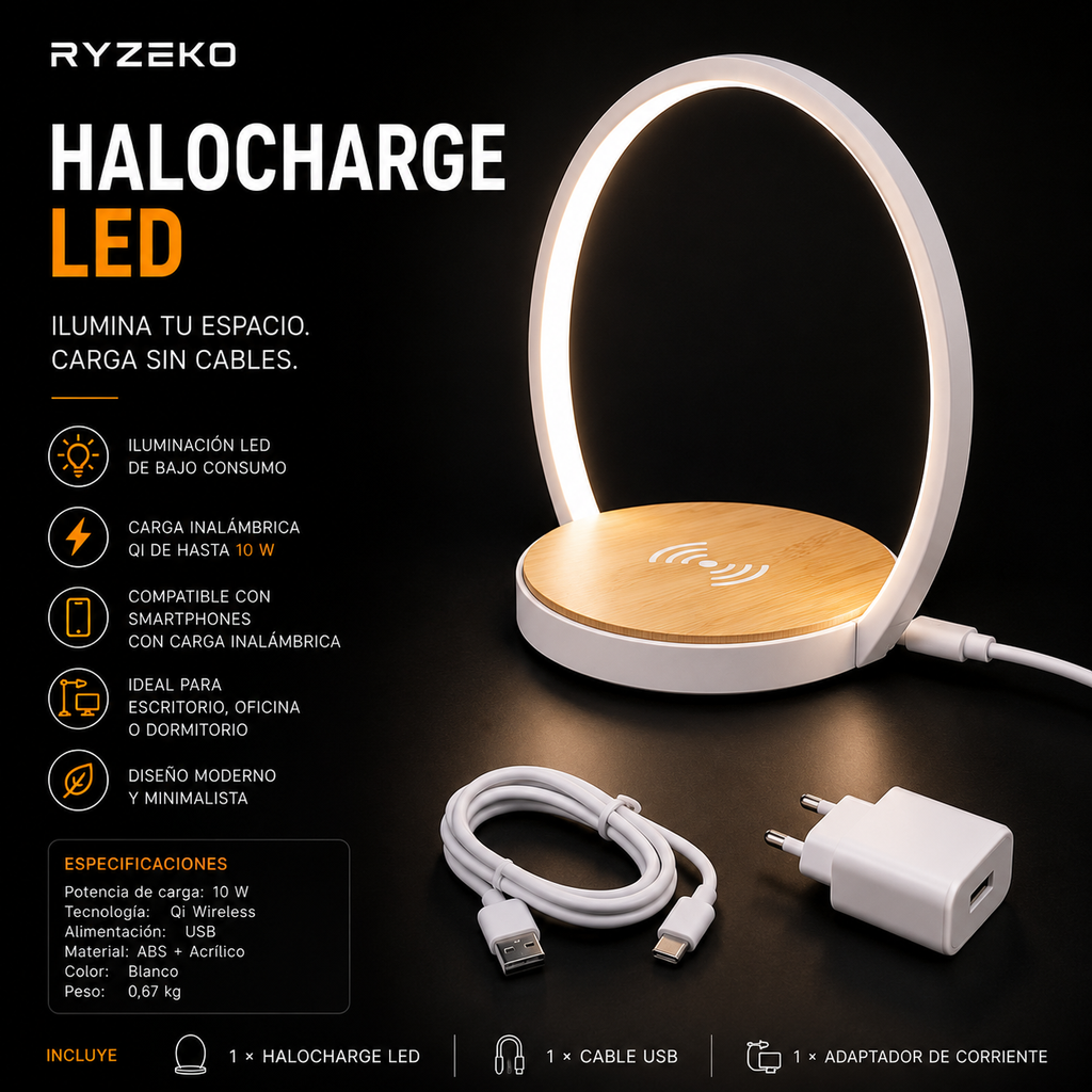 RYZEKO HaloCharge LED